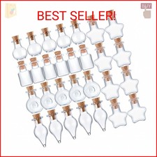 Patelai 50 Pcs Mini Glass Bottles Jars with Cork Stoppers Tiny Cork Glass Bottle