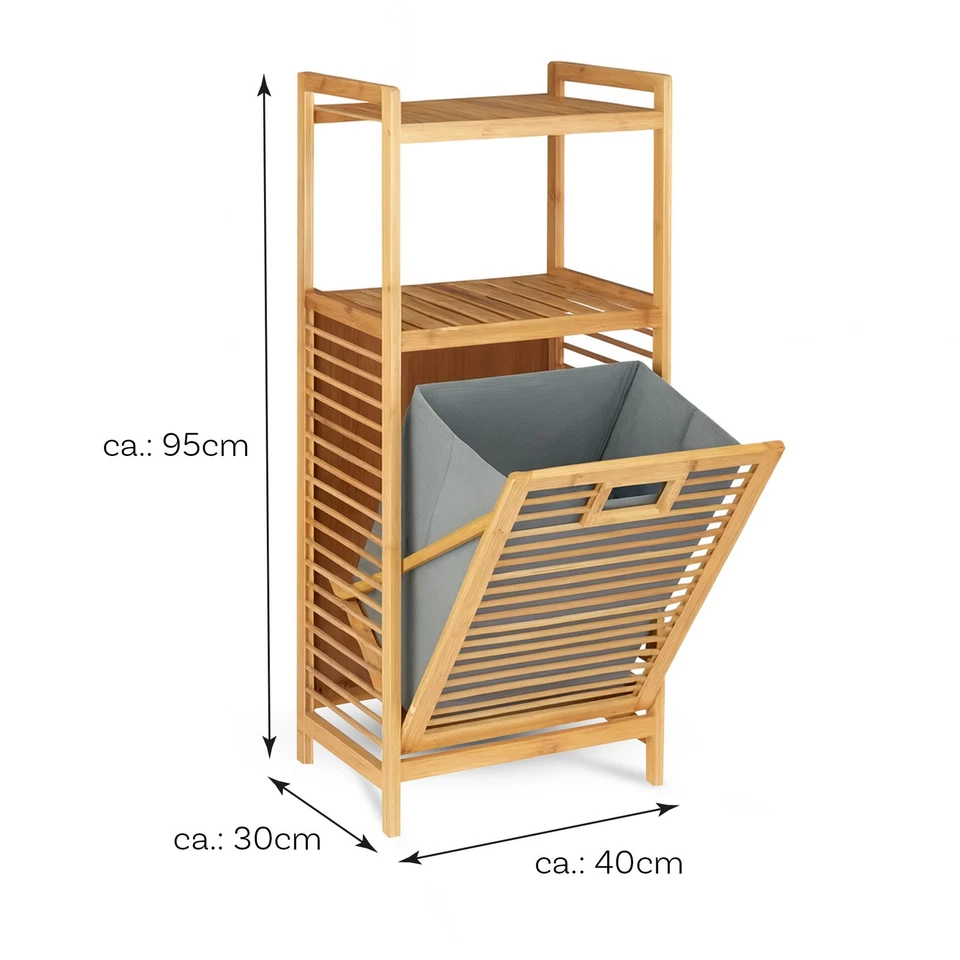 Wäschesammler Bambus Wäschekorb Bambusregal Wäschetonne Wäschesortierer Regal - Bild 3 von 4