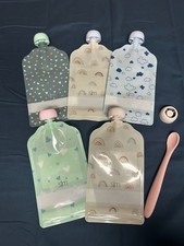 Simply Modern set of 5 reusable baby food pouches, zip lock seal
