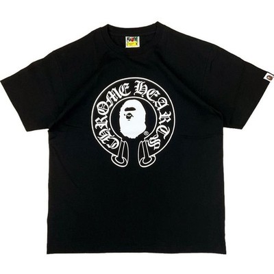 A Bathing Ape x Chrome Hearts Logo Graphic Crew Neck Tee Black Men s Small-Large