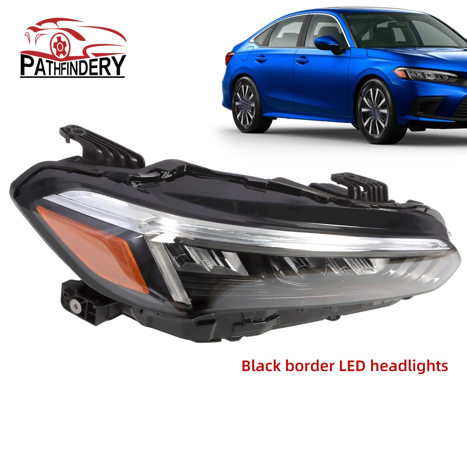 Headlight Assembly For Honda Civic 2022 2023 Full LED Black Passenger Right Side