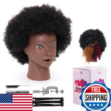 100% African Mannequin Head Human Hair, 4C Afro Curly Cosmetology, 10" Nat Black