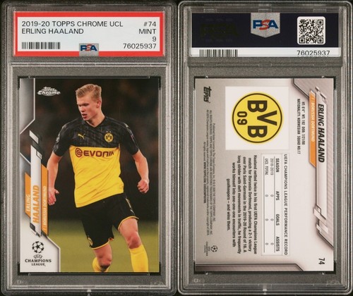 Erling Haaland #74 card from 2019 Topps Chrome UEFA Champions League