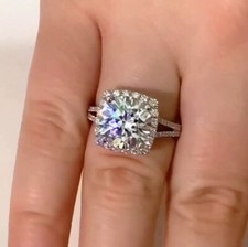 Round Cut 4.20 Ct White Diamond Lab-Created Engagement Ring 925 Sterling Silver