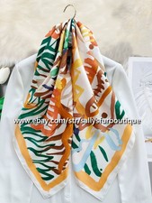 Sallys Boutique 14 18 Momme Twill Silk Wrap Scarf Doodle Print Square Shawl 35"