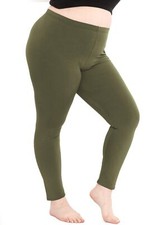 Women's Cotton Plus Size Leggings Olive Green 3X