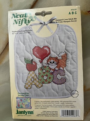 Cross Stitch Kit   ABC Cat Bib  Neat Nifty By Jalynn