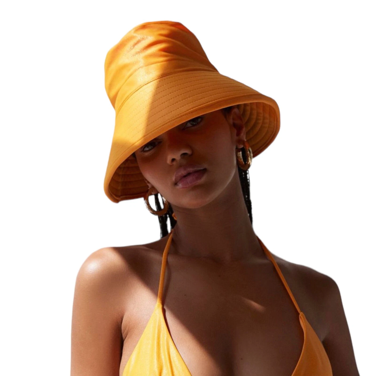 Urban Outfitters Orange Metallic Shimmer Oversized Sun Bucket Hat One Size