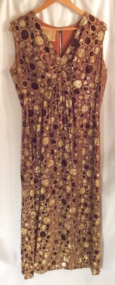 Vintage Carrie Couture (60s-70s) Brown & Gold Chiffon & Velvet Sparkle Dress | eBay Vintage Carrie Couture (60s-70s) Brown & Gold Chiffon & Velvet Sparkle Dress | eBay