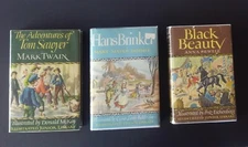 Lot 3 Illustrated Junior Library: Tom Sawyer, Black Beauty, Hans Brinker (1978)
