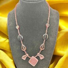 Purple Sea Glass Beaded Different Shapes Necklace 
