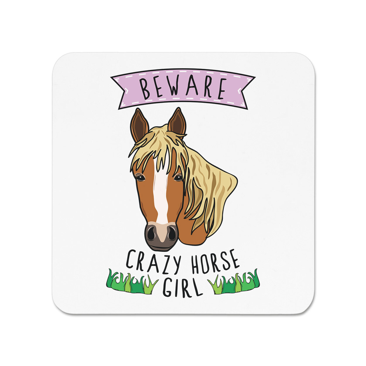 Beware Crazy Horse Girl Fridge Magnet Funny Animal Joke