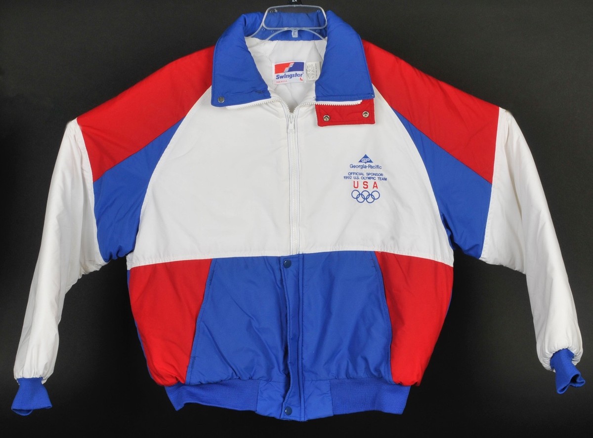 Vintage 1992 USA Olympics Jacket Color Block Swingster USA Mens L Puffer  Large