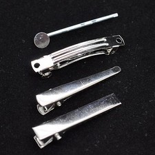 10/20 Silver Hair Clip Crocodile Alligator Tone Prong Barrettes Bobby Bow Blank