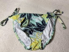 Yellow Leaf Print Tie Side Bikini Bottoms Size 14 BNWOT