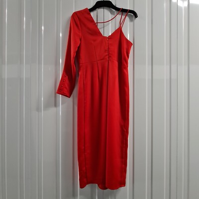 one shoulder midi dress uk Chi Chi One-Shoulder Wrap Detail Midi Dress in Blue, Size 6