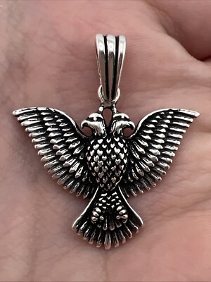 Double Headed Eagle Sterling Silver 925 Pendant For Necklace