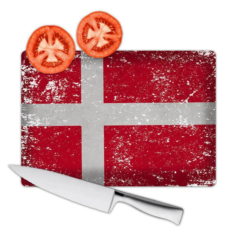 Denmark : Cutting Board Gift Flag Retro Artistic Danish Expat Country
