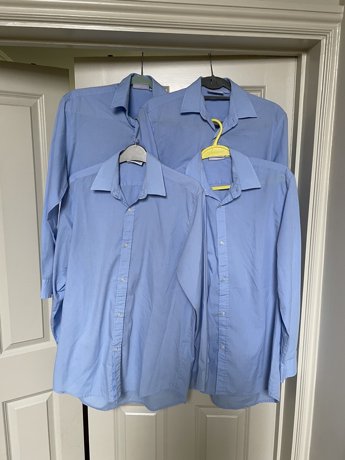 4 Blue Collared Work/school Shirts Size 15.5