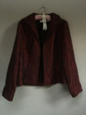Chico's Women's Lightweight Maroon Crinkle Open Front Blazer Jacket Size 1