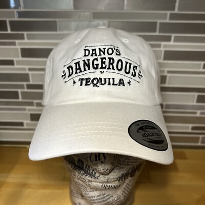 New Dano s Dangerous Tequila Embroidered Logo Yupoong White StrapBack Dad Hat
