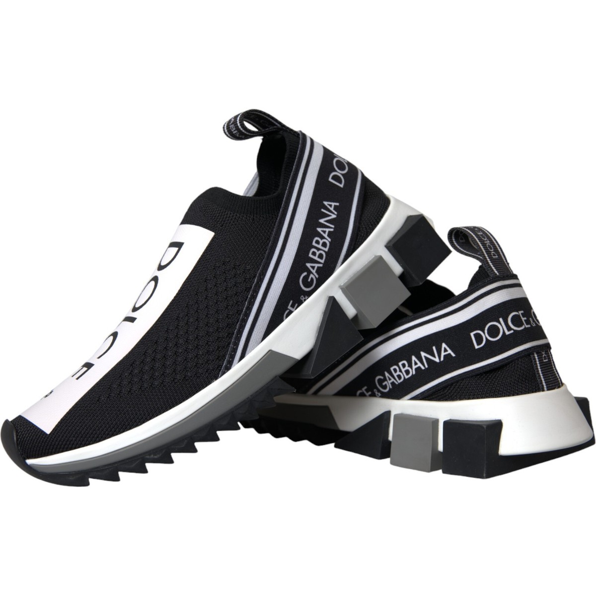 DOLCE & GABBANA Shoes Black White Slip On Sorrento Sneakers DOLCE & GABBANA Shoes Black White Slip On Sorrento Sneakers