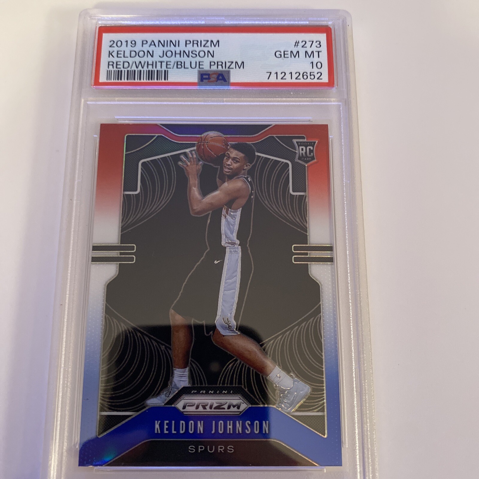 2019-20 PANINI PRIZM KELDON JOHNSON RED WHITE BLUE #273 RC/PSA 10 GEM
