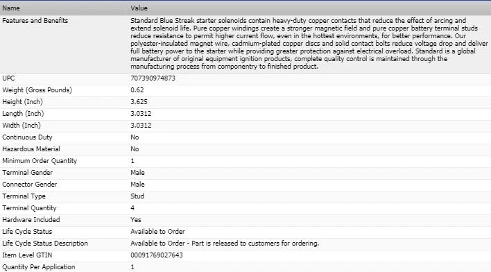 STANDARD Starter Solenoid for 1990-1991 FORD E-250 ECONOLINE CLUB WAGON V8-5.8L - Imagem 2 de 4