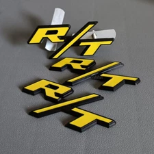 3X R/T Front Grill Emblems OEM For RT Car Badge Side Fender Yellow Black Decal