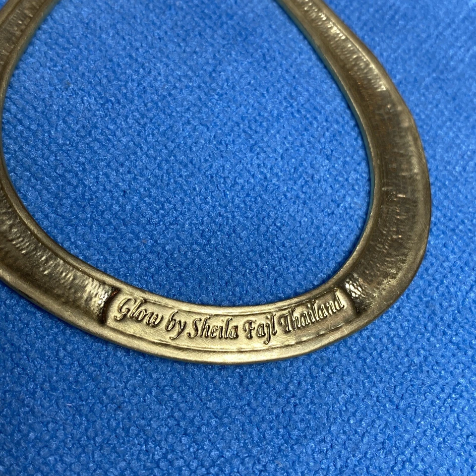 Pendientes colgantes Glow by Sheila Fajl Tailandia firmados/tono dorado cepillado/década de 1990 Foto 4 de 4