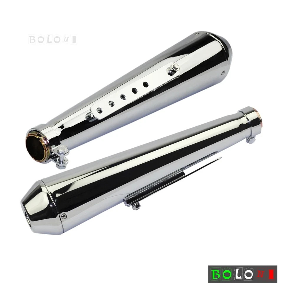 Par de tubos silenciadores de escape de motocicleta de 18" para Harley Bobber Chopper Café Racer Foto 3 de 4