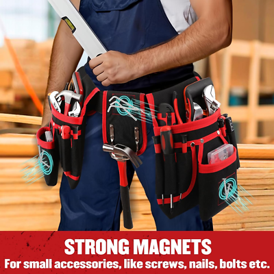 Milwaukee Tool Bag Magnetic Tool Belt With Suspenders 18-Pocket