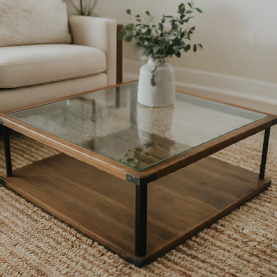 Квадратная стеклянная столешница - толщина 1/4 дюйма - скошенный край, облегченные углы, американское стекло - Изображение 3 из 3