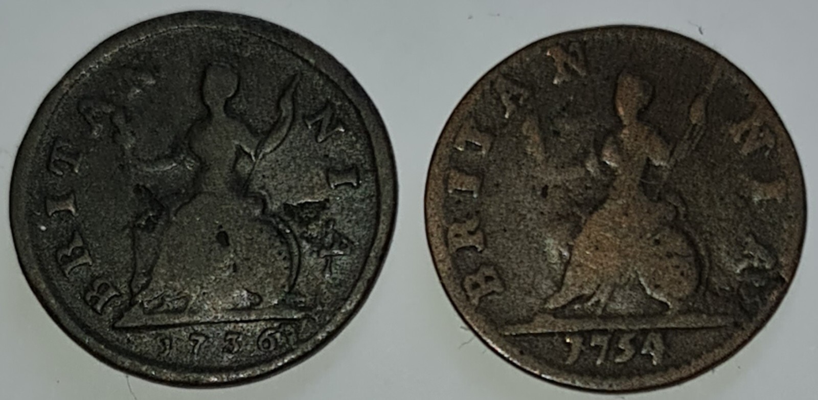 GREAT BRITAIN / 1736 & 1754 Farthing Lot of 2 Coins George II !!! | eBay