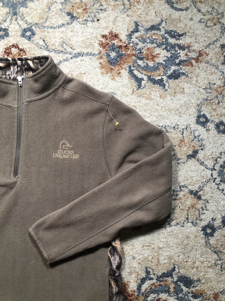 Ducks Unlimited Sweater Men’s Large Brown 1/4 Zip Pullover Fleece Realtree Camo - Image 4 of 4