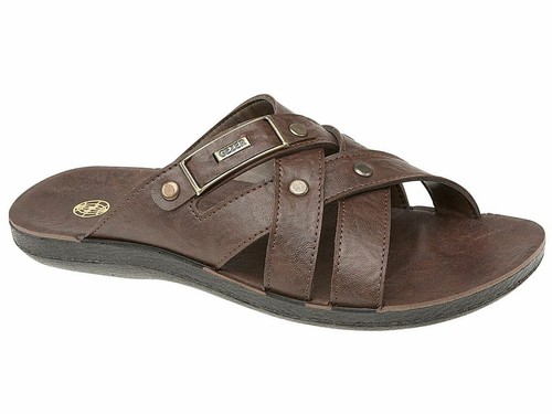 Faux Leather Beach Flip Flops Sliders 