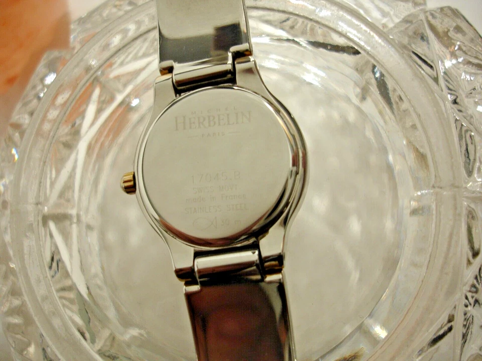 Michel Herbelin Ladies Watch French  Diamond Two Tone Gold Silver M Bracelet - Image 3 of 4