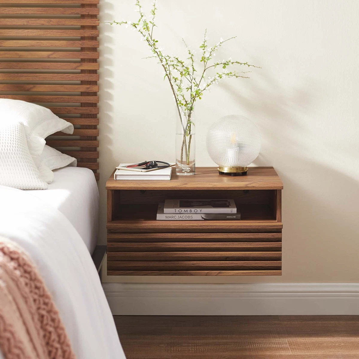 Walnut mid on sale century modern nightstand