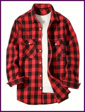 Spring and Autumn Fashion Cotton Long Sleeve Men's Shirt New Brushed Red.