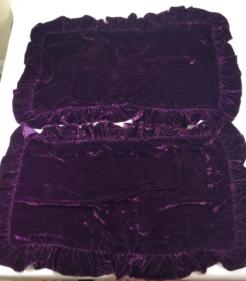 Muy Raro De Colección Ralph Lauren Púrpura Terciopelo Par de Fundas Talla King 34 x 18 Estuches Foto 4 de 4