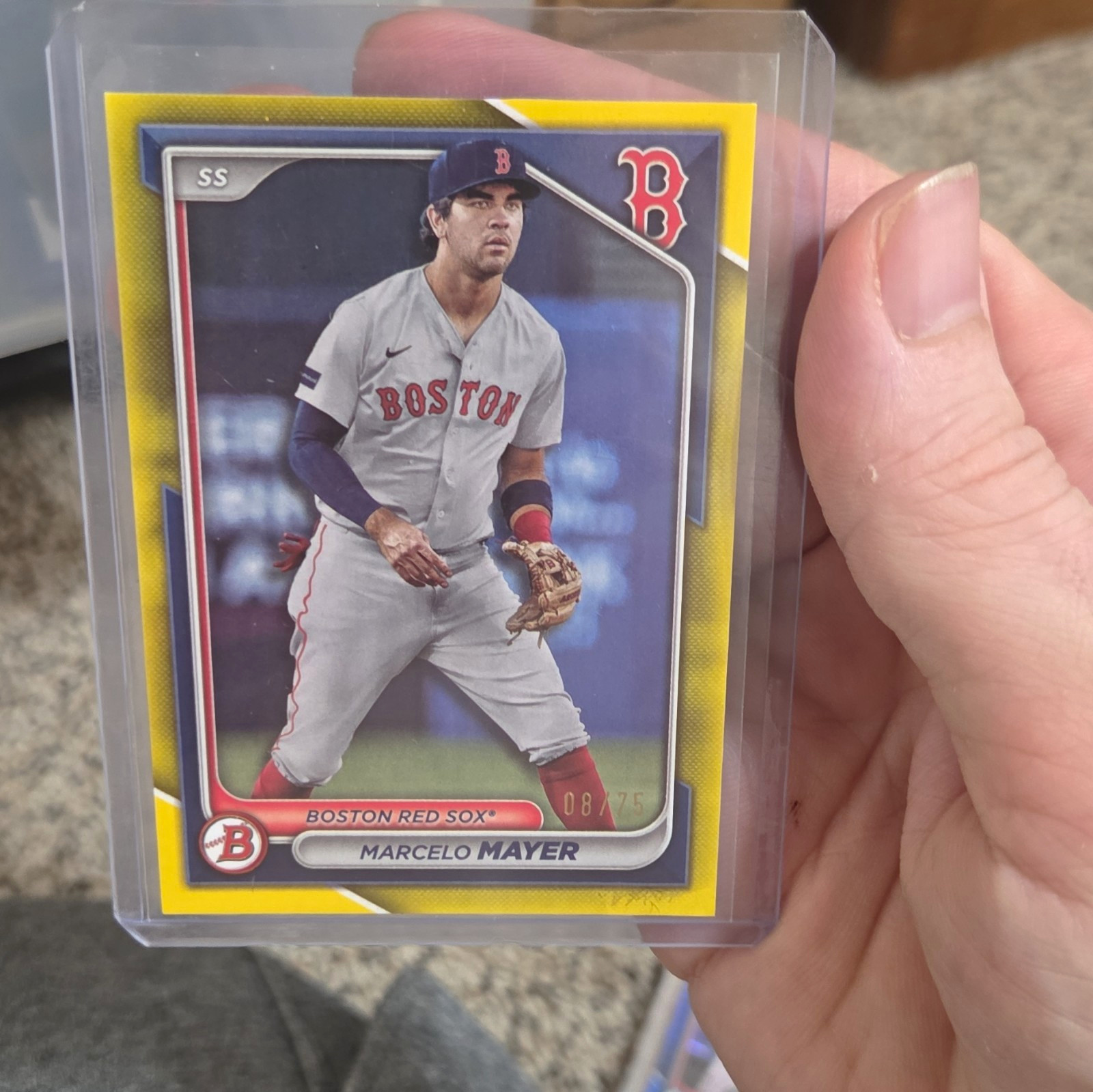 Topps 2024 Bowman Prospects Marcelo Mayer #BP-44 Yellow Border /75 Red Sox