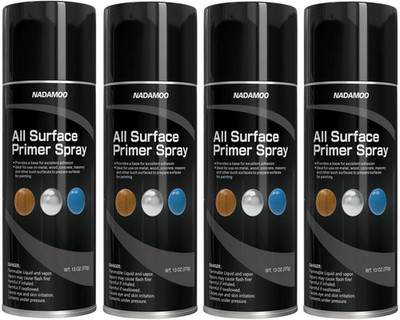 All Surface Primer Spray, One-Part Epoxy Primer Matte Black, 4 Cans, Enhance Adh