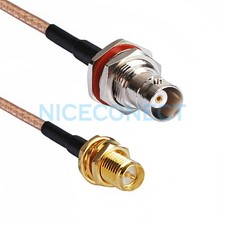 BNC Jack female to RP-SMA female  male pin  bulkhead pigtail Cable RG316 20cm