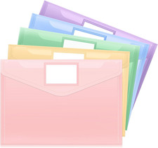 5 Packs Plastic Envelopes Plastic File Folders, Clear Document Organizer Folder