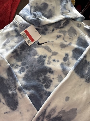 Nike Hoodie Kids Blue Tie Dye Youth Sweatshirt Pullover NWT