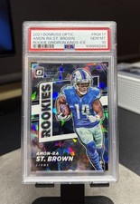 2021 Donruss Optic AMON-RA ST. BROWN Rookie Gridiron Kings Ice /15 PSA 10