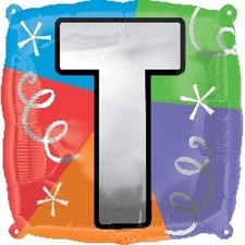 Designer Square Letter Balloon "T" Square Shape 18" Foil Balloon Packaged 