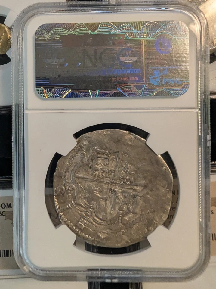 1556-1598 Spain 8 Reales Philip II NGC AU55 (27.30g) Top Pop! Silver Cob - Image 4 of 4