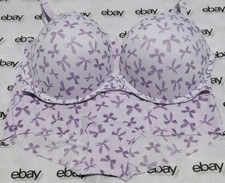NEW Victoria's Secret Pink Super Push-Up Bra 38DD Bow Print & Boyshort Set XL VS