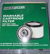 NEW Masterforce 2405247 Washable Cartridge Filter Fits MF & Shop Vac 4-5Gal
